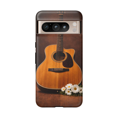 Acoustic Guitar Daisy Phone Case | Rustic Music Lover Tough Cover