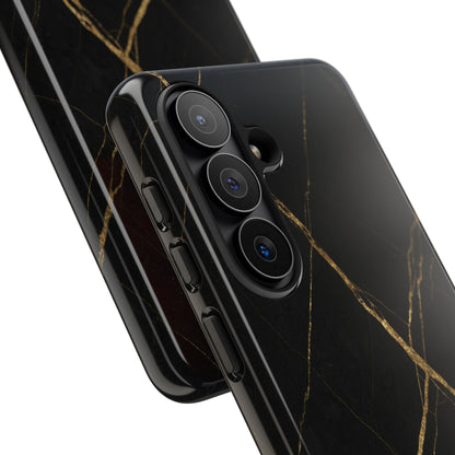 Black Marble Phone Case with Gold Veins – Luxury Minimal Aesthetic Tough Case
