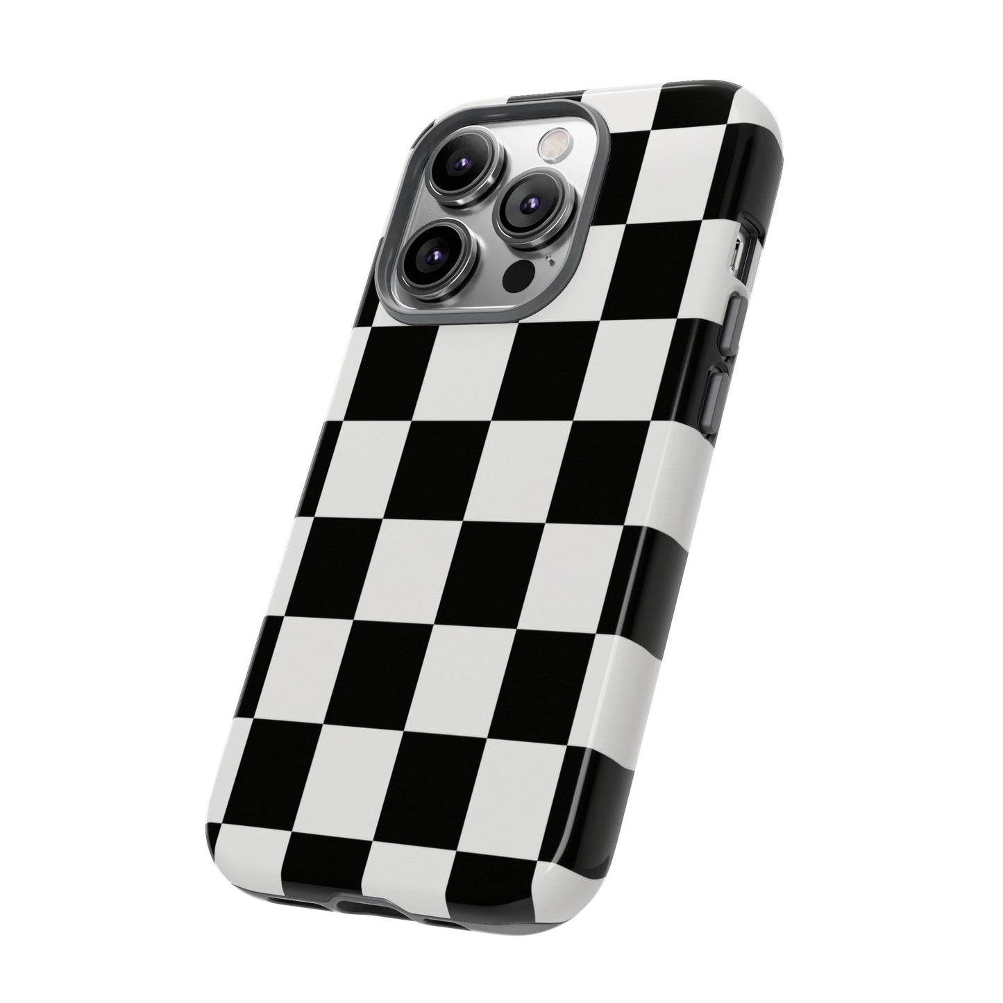 Black & White Checkerboard Phone Case – Classic Aesthetic Tough Protective Case