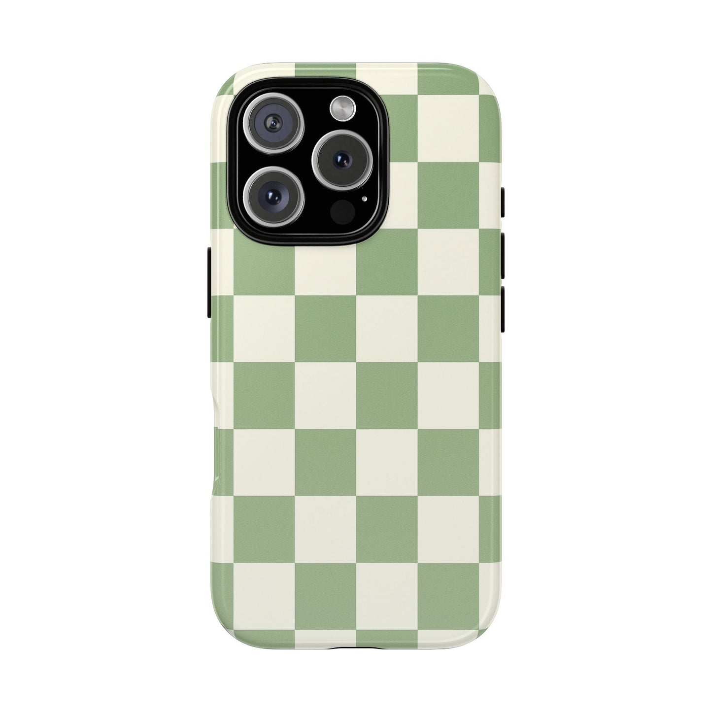 Sage Green Checkerboard Phone Case | Minimal Aesthetic Tough Case