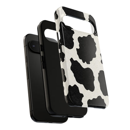 Black & White Cow Print Phone Case | Western Aesthetic iPhone & Samsung Tough Case