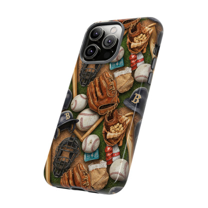 Baseball Gear Collage Phone Case – Vintage Baseball Equipment Sports Tough Case