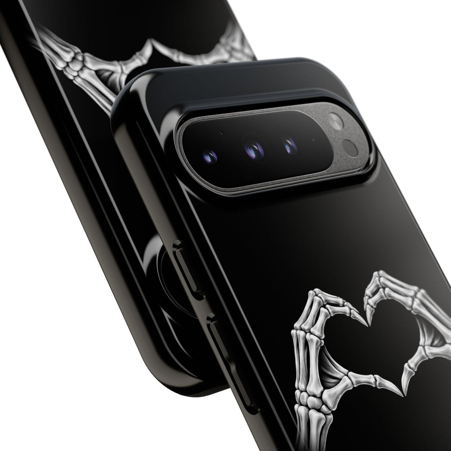 Skeleton Hands Heart Phone Case | Gothic Black Protective Cover