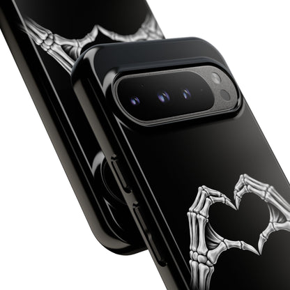 Skeleton Hands Heart Phone Case | Gothic Black Protective Cover