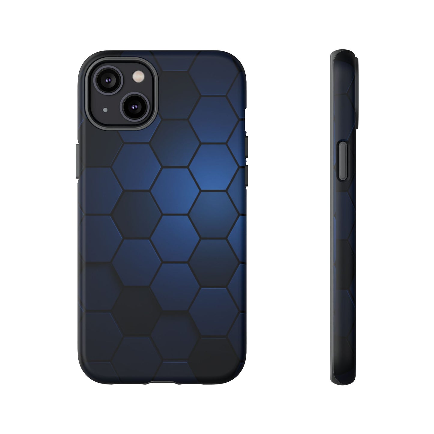 Blue Hexagon Gradient Phone Case | Honeycomb Geometric Tech Aesthetic | Minimalist Tough Case for iPhone & Samsung