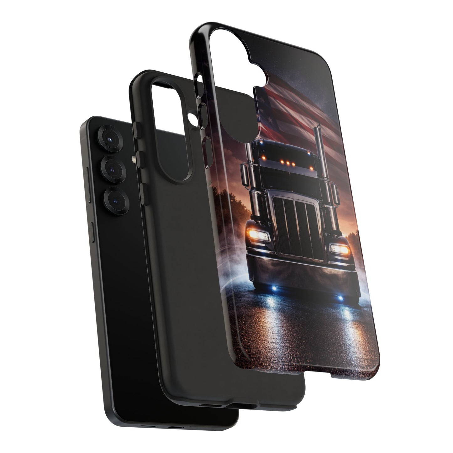 Semi Truck Phone Case American Flag Big Rig Trucker Gift iPhone Samsung