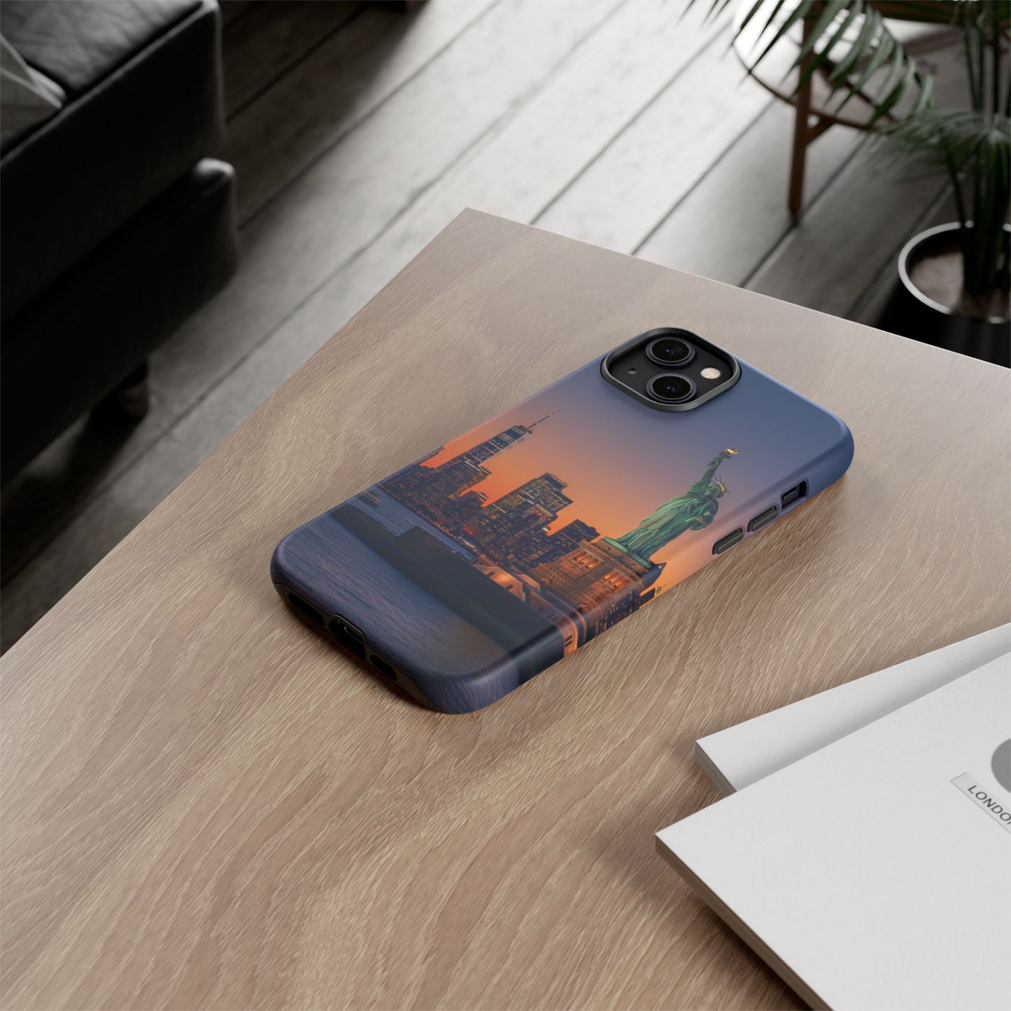 Statue of Liberty Sunset Phone Case – New York City Skyline Travel Aesthetic Tough Case
