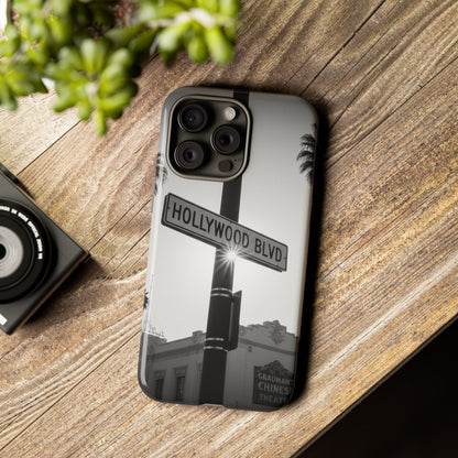 Hollywood Blvd Phone Case | Vintage Los Angeles Street Sign | Black & White LA Aesthetic