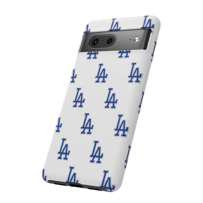 Blue LA Monogram Pattern Phone Case | Minimal Baseball Inspired Tough Cover