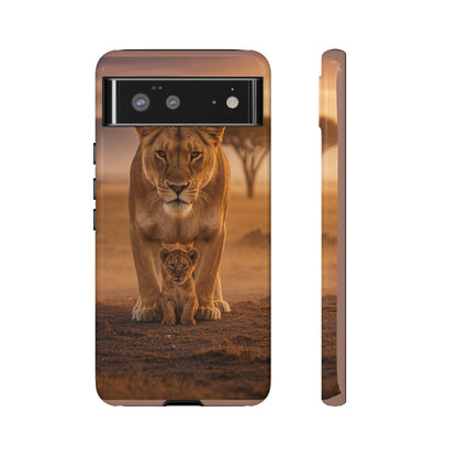 Lioness & Cub Phone Case | Safari Wildlife Tough Case for iPhone & Samsung