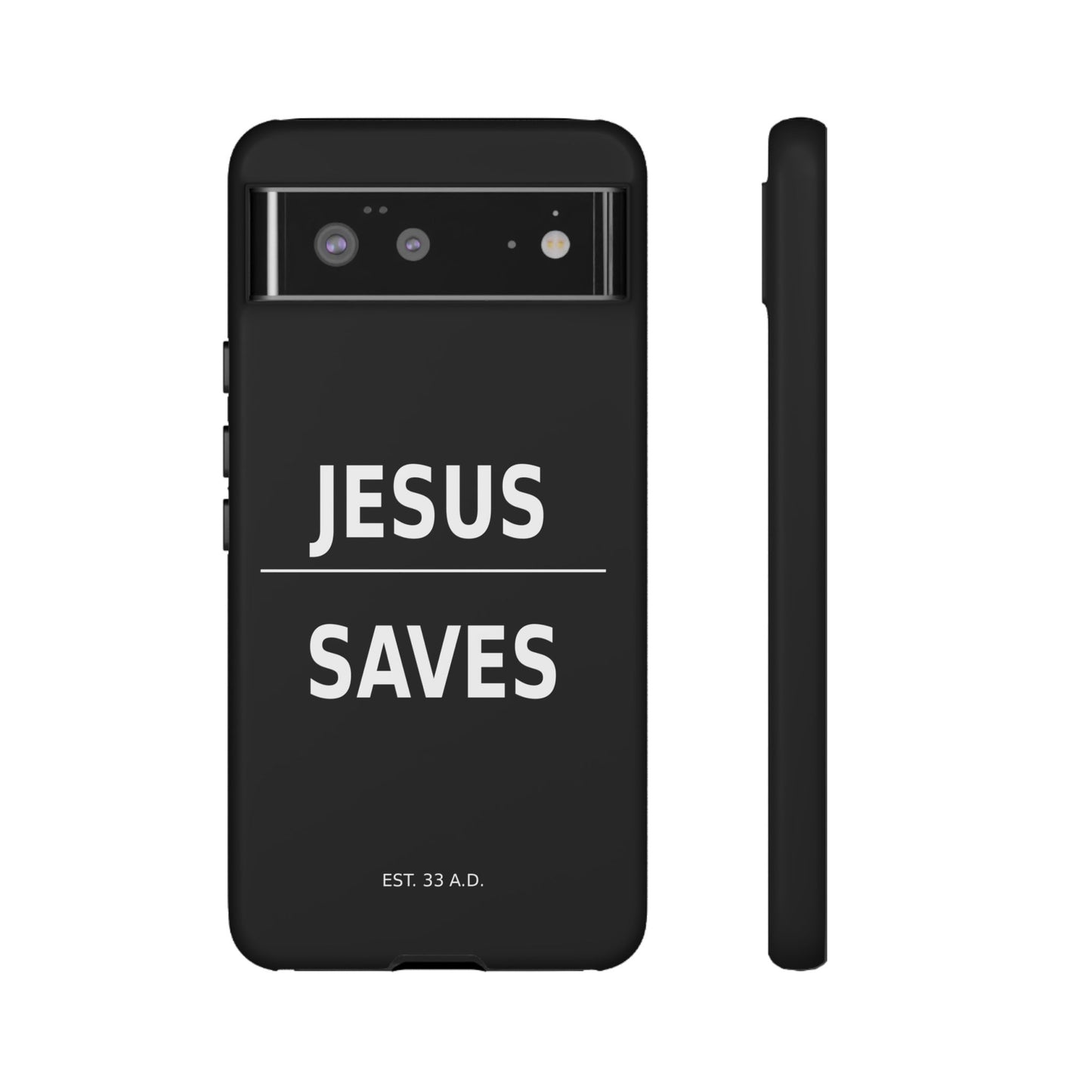 Jesus Saves Phone Case Christian Religious Minimalist Black Tough Cover
