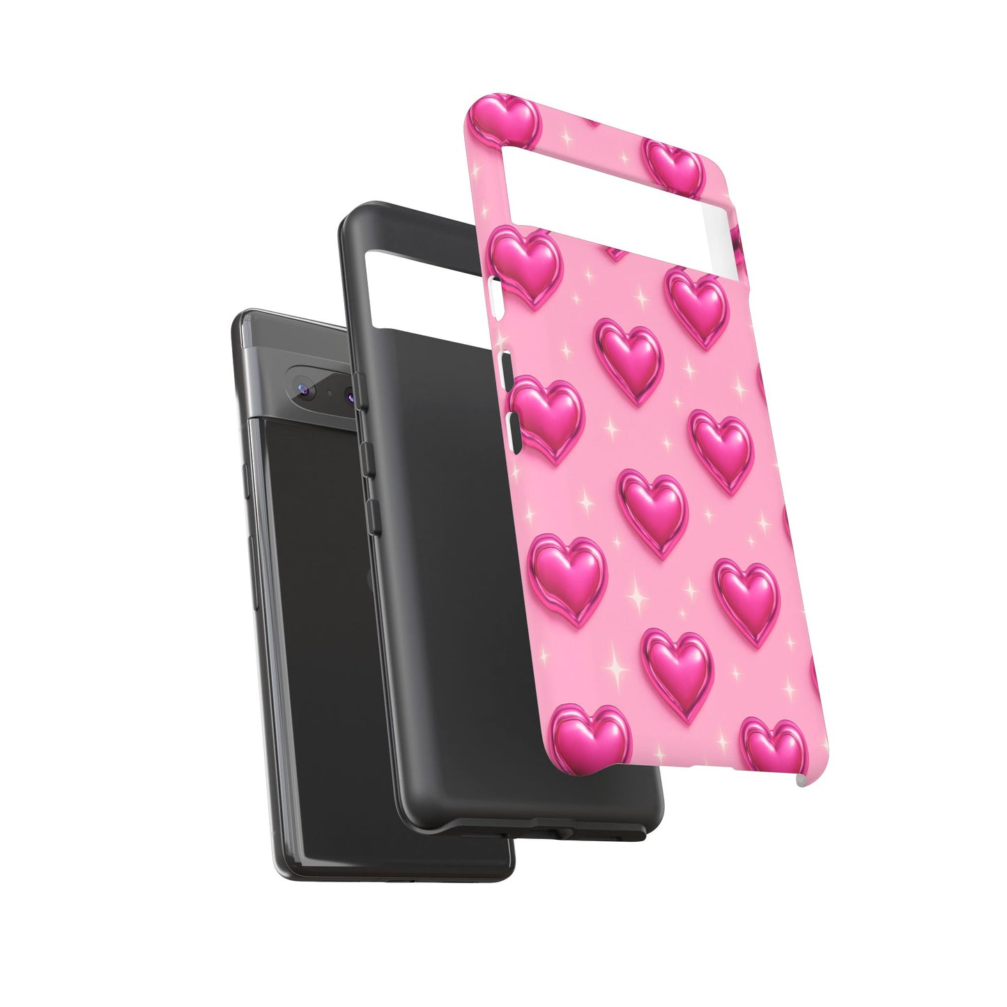 Pink Heart Pattern Phone Case | Tough Protective Case for Iphone, Samsung Galaxy and Pixel
