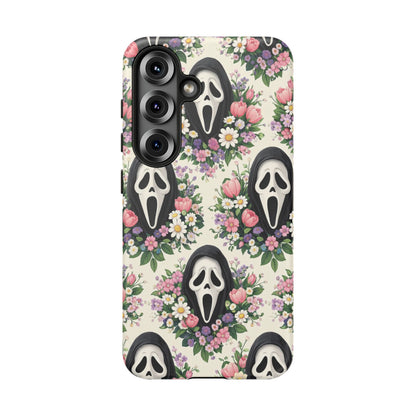 Floral Ghost Face Aesthetic Phone Case – Cute Spooky Tough Cover