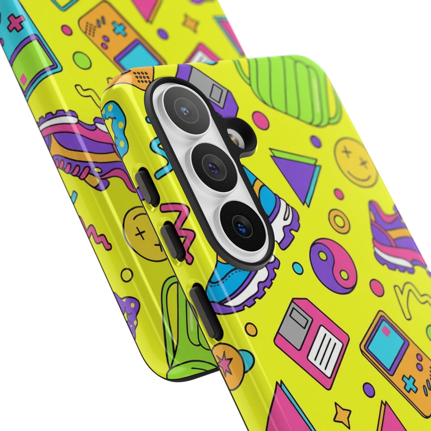 90s Retro Neon Phone Case – Y2K Nostalgia Colorful Icons Tough Protective Case