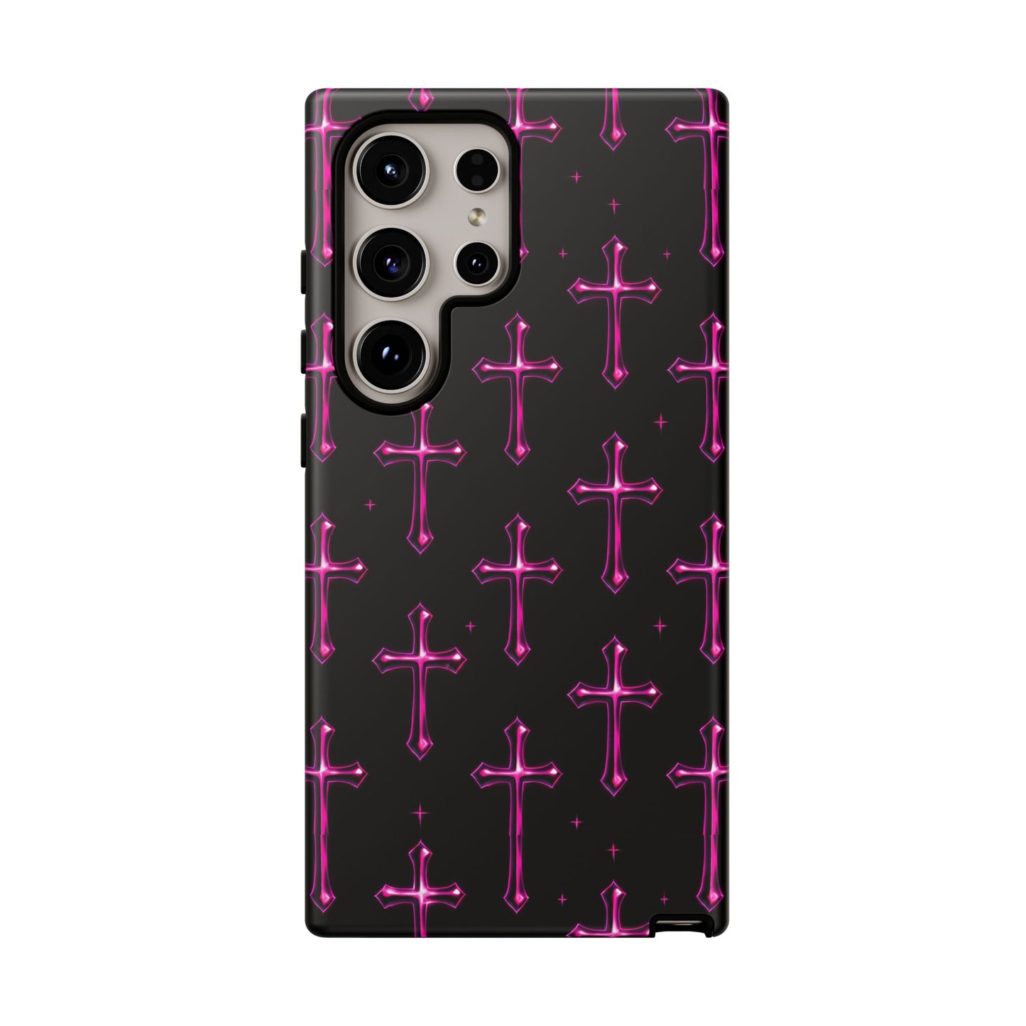Neon Pink Cross Pattern Phone Case | Tough Protective Case for Iphone, Samsung Galaxy and Pixel
