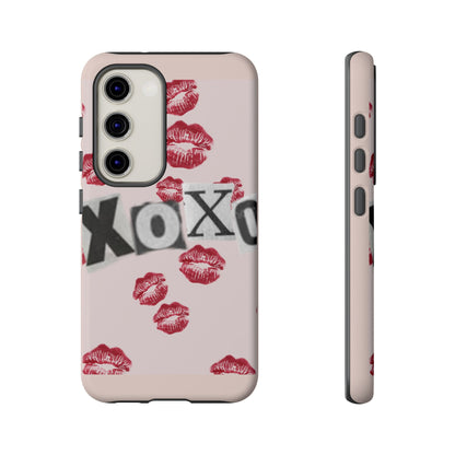 XOXO Kiss Print Phone Case | Coquette Valentine Aesthetic | Cute Pink Lipstick Kiss Tough Case for iPhone & Samsung