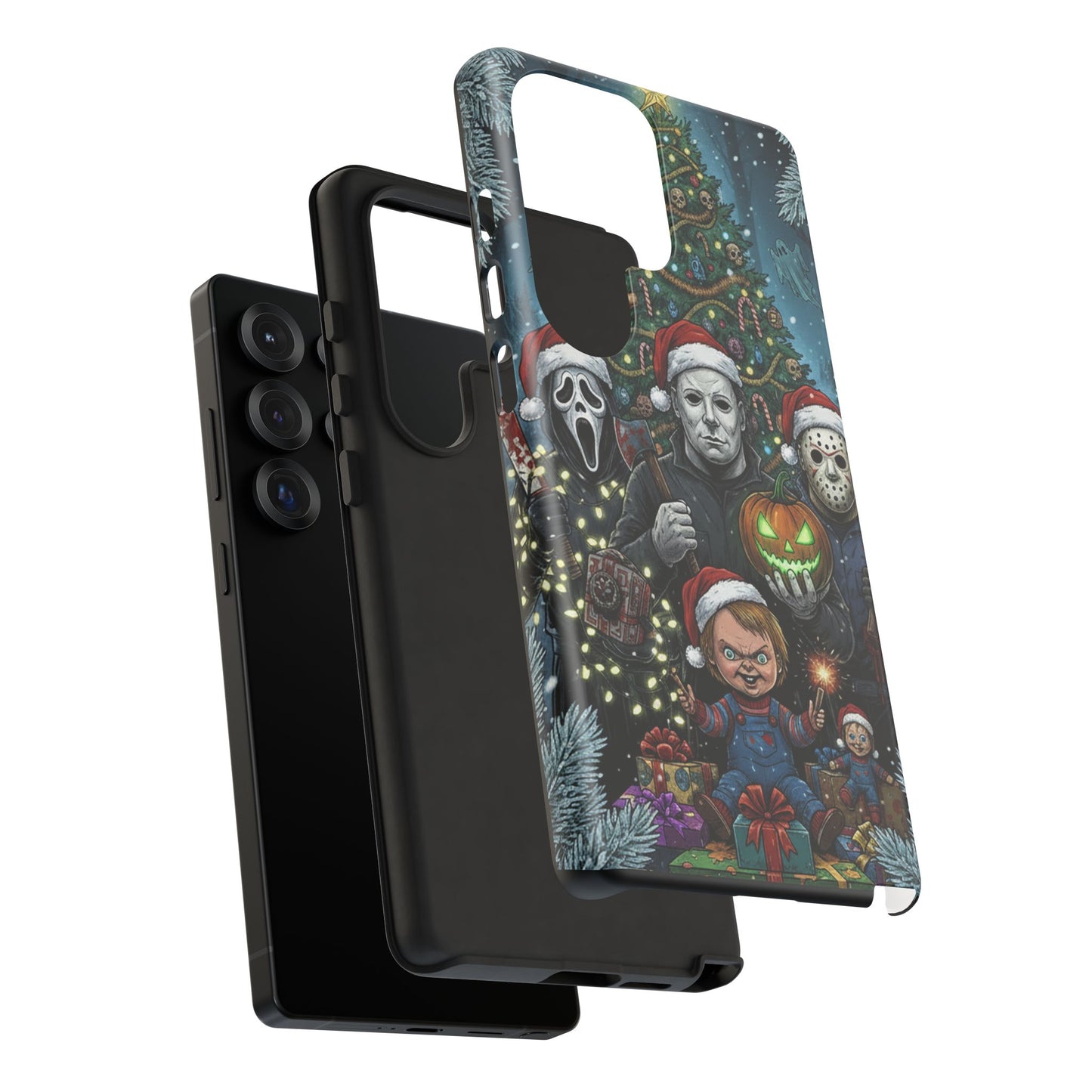 Christmas Horror Phone Case – Festive Slasher Collage Tough Case (iPhone, Samsung, Pixel)