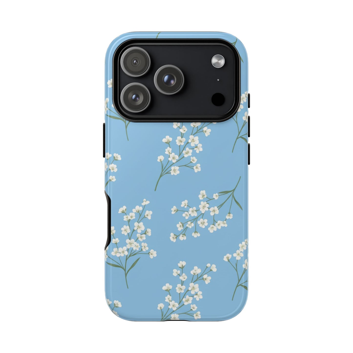 Baby’s Breath Floral Phone Case – Blue Minimal Flower Aesthetic Tough Case