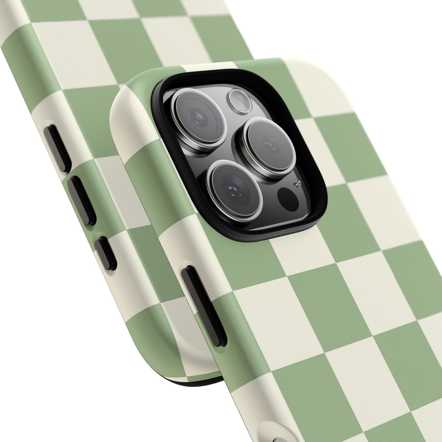 Sage Green Checkerboard Phone Case | Minimal Aesthetic Checkered iPhone & Samsung Tough Case