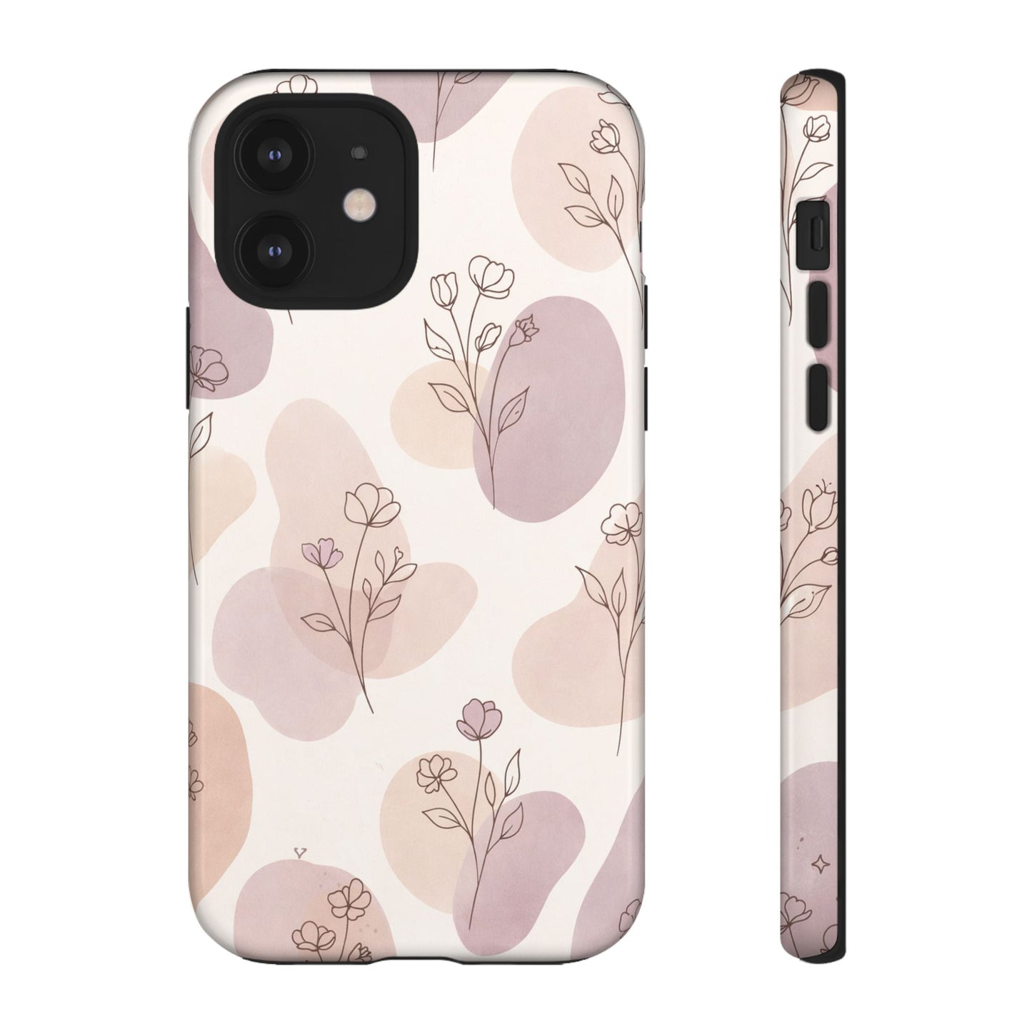 Blush Floral Phone Case Neutral Botanical Watercolor Tough Cover