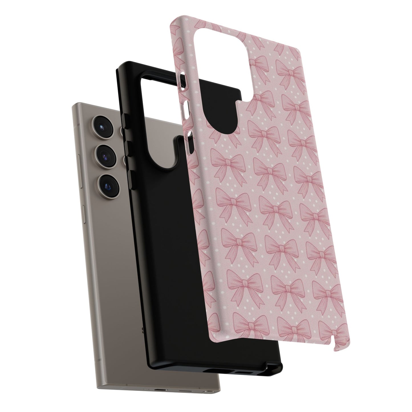 Pink Bow Pattern Phone Case – Soft Coquette Aesthetic Tough Case