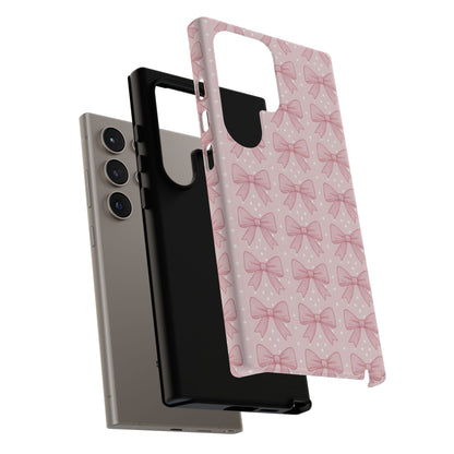 Pink Bow Pattern Phone Case – Soft Coquette Aesthetic Tough Case
