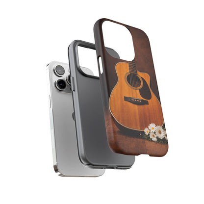 Acoustic Guitar Daisy Phone Case | Rustic Music Lover Tough Cover