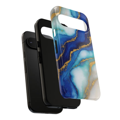 Blue & Gold Marble Phone Case – Luxury Resin Art Tough Case (iPhone, Samsung, Pixel)