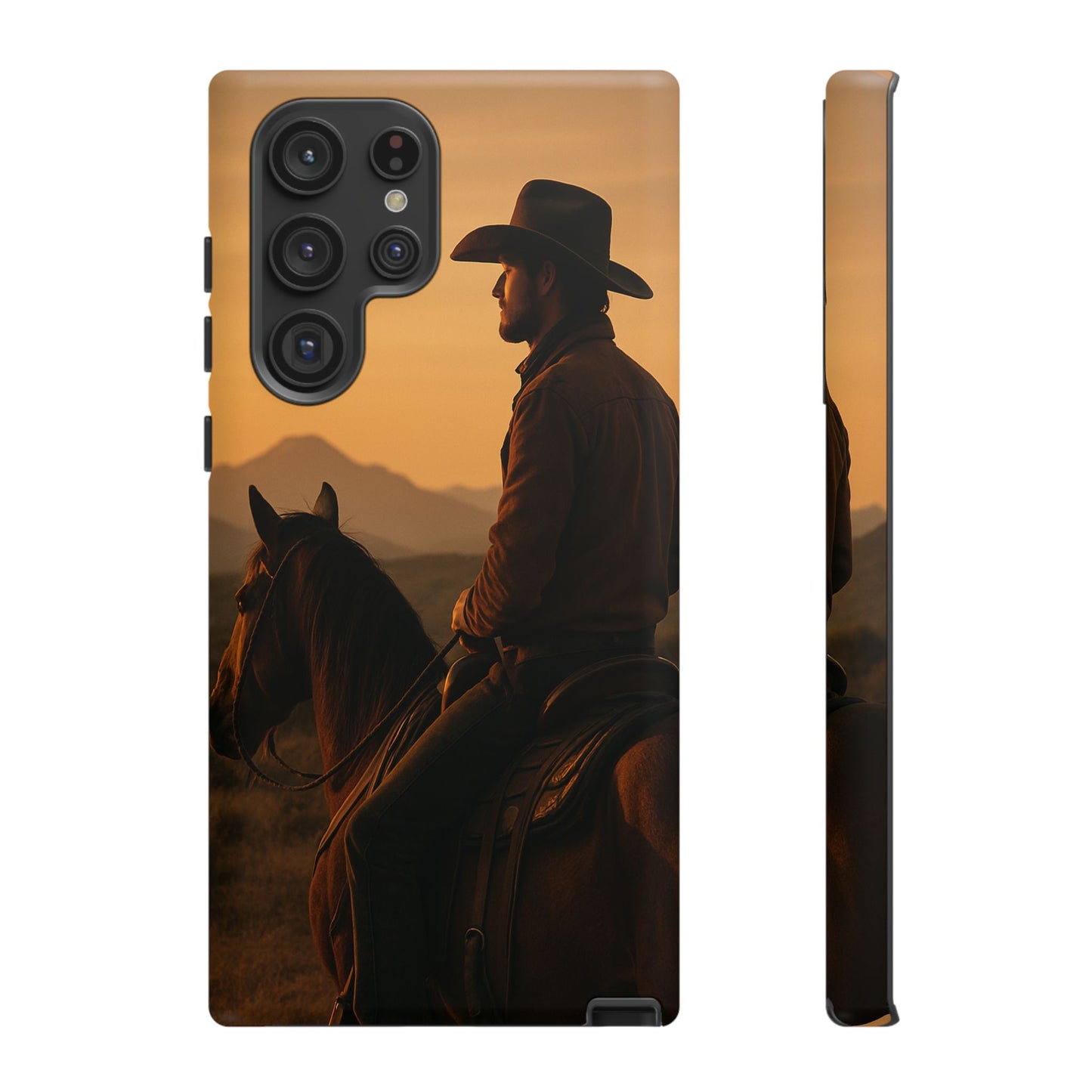Western Cowboy Sunset Phone Case | Horse Rider Desert Aesthetic Tough Protective Case