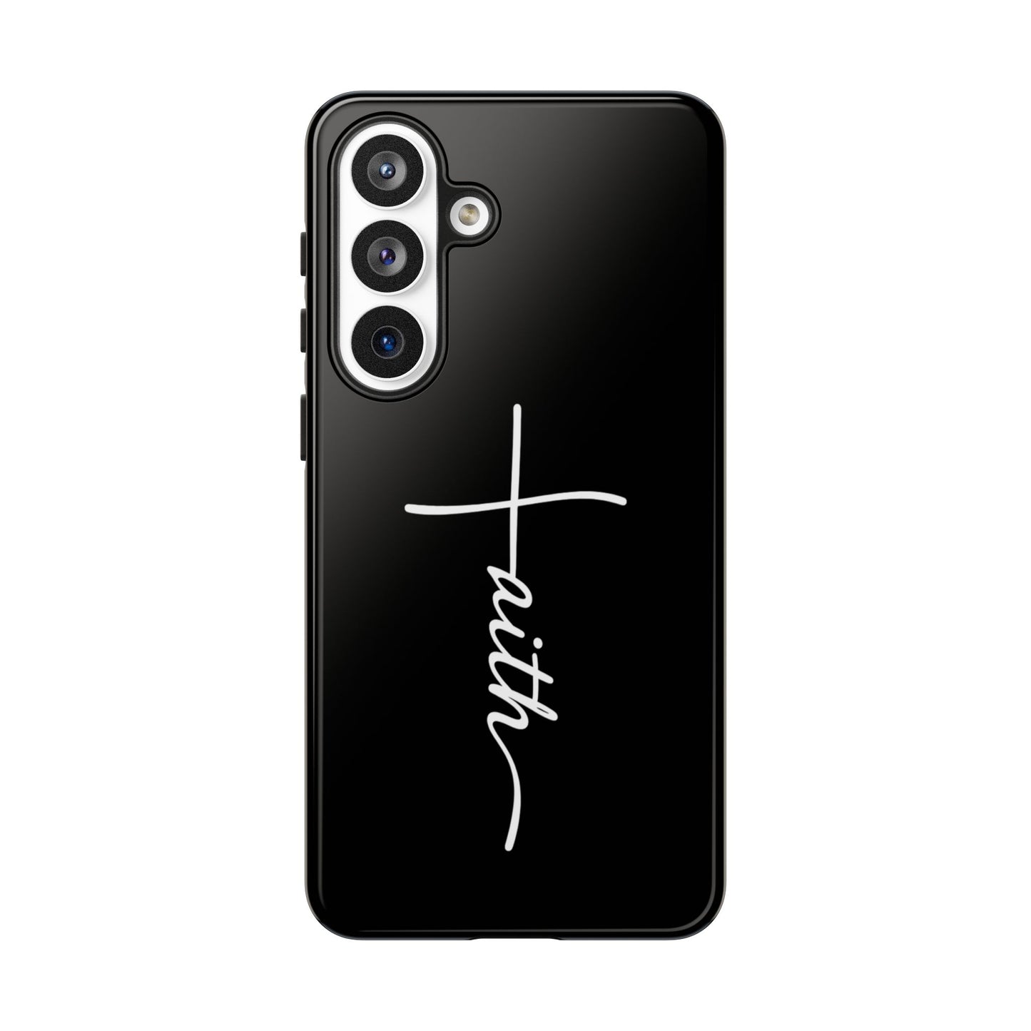 Faith Cross Phone Case, Christian Aesthetic Minimalist Black Matte Case, Religious Gift iPhone Samsung Cover
