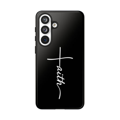 Faith Cross Phone Case, Christian Aesthetic Minimalist Black Matte Case, Religious Gift iPhone Samsung Cover
