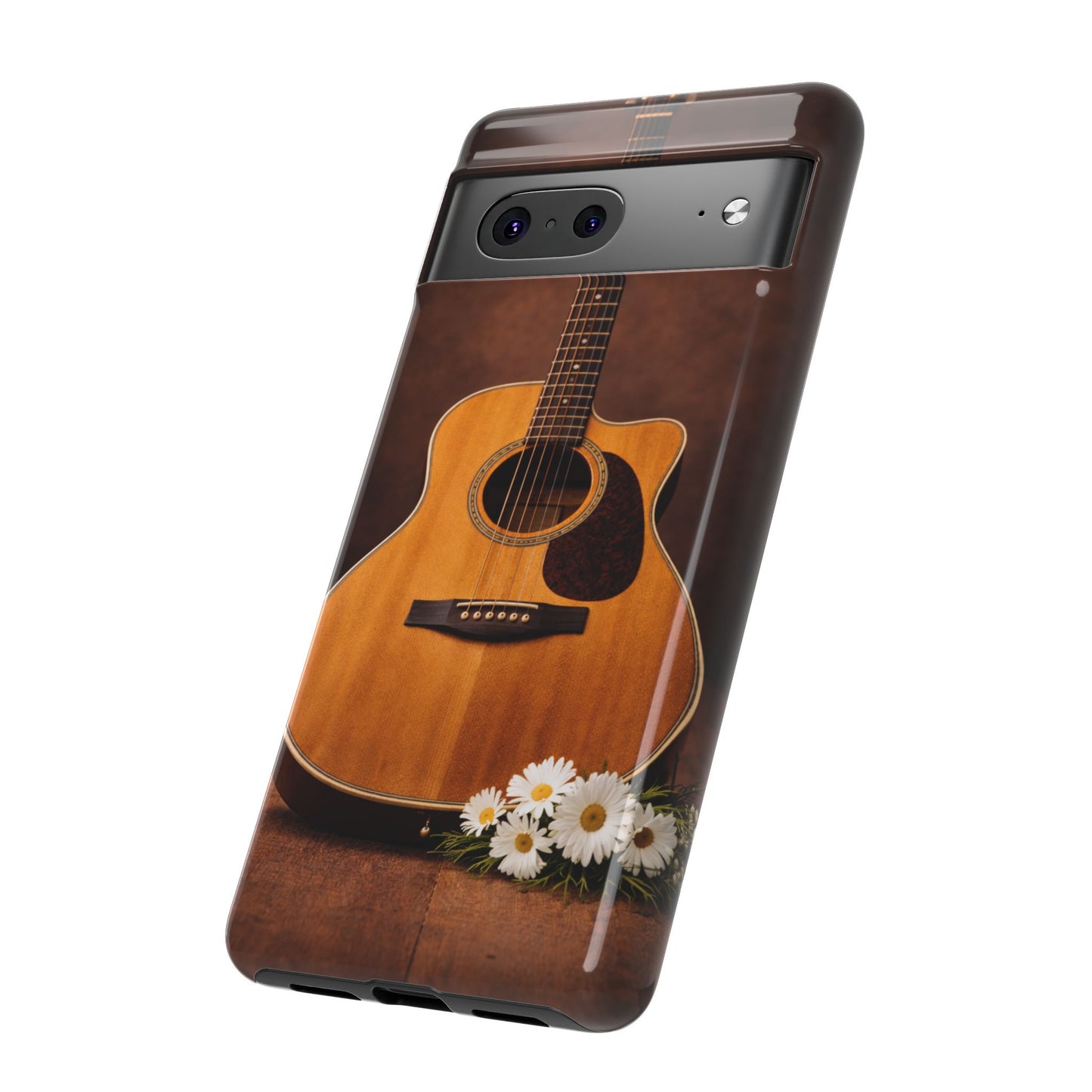 Acoustic Guitar Daisy Phone Case | Rustic Music Lover Tough Cover