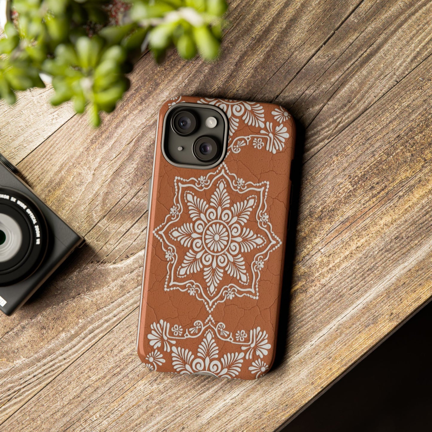 Talavera Terracotta Phone Case | Mexican Floral Pattern iPhone & Samsung Tough Case | Boho Clay Aesthetic Cover