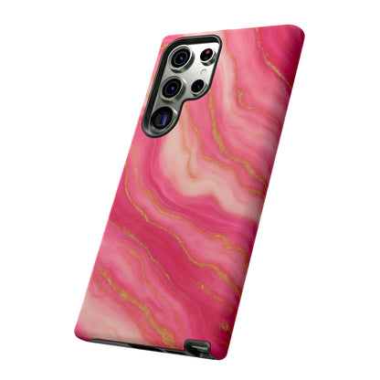 Pink Marble Phone Case | Rose Gold Swirl Aesthetic Tough Protective Case