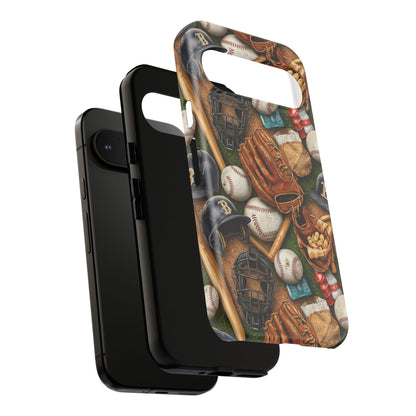 Baseball Gear Collage Phone Case – Vintage Baseball Equipment Sports Tough Case