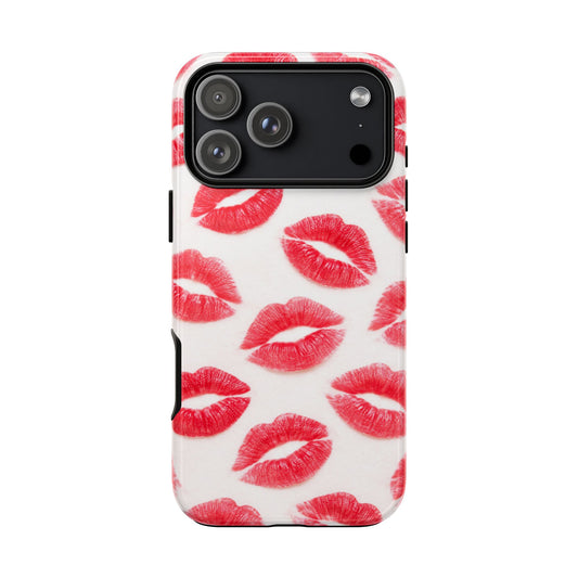 Red Lipstick Kiss Phone Case – Sexy Lip Print Pattern Tough Protective Cover
