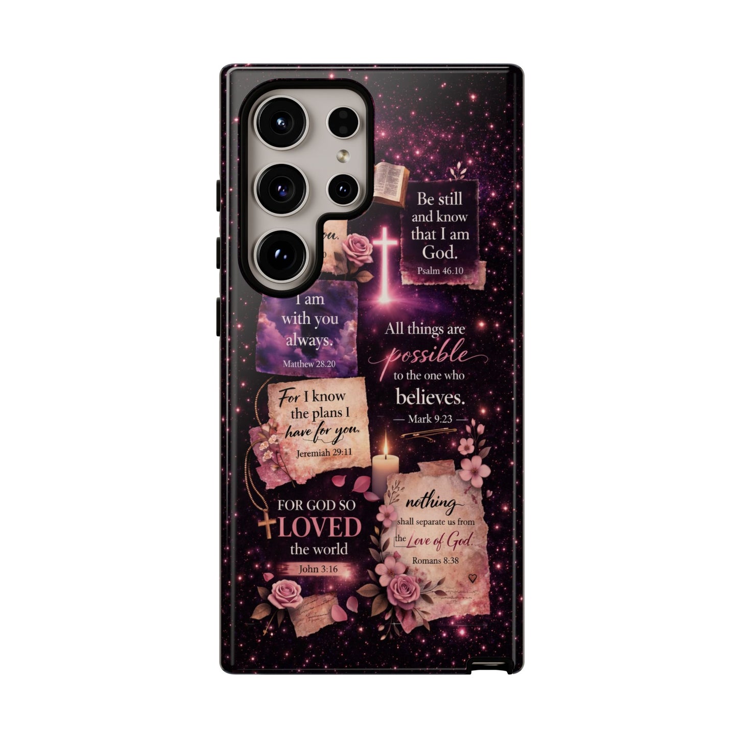 Christian Bible Verse Phone Case Pink Floral Faith Tough Protective Cover Gift