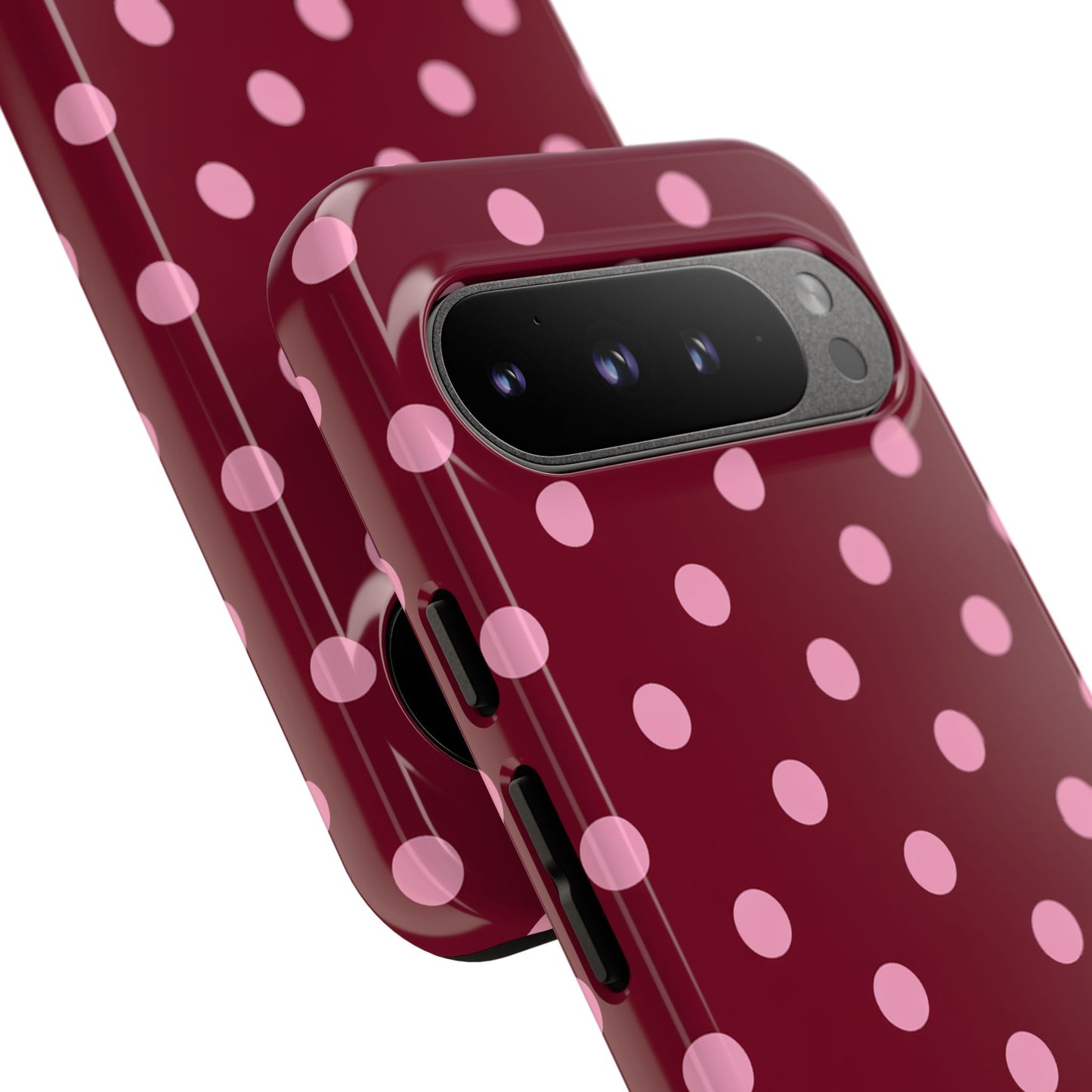 Pink Polka Dot Phone Case – Cute Aesthetic Tough Protective Phone Cover for Iphone, Samsung Galaxy and Pixel