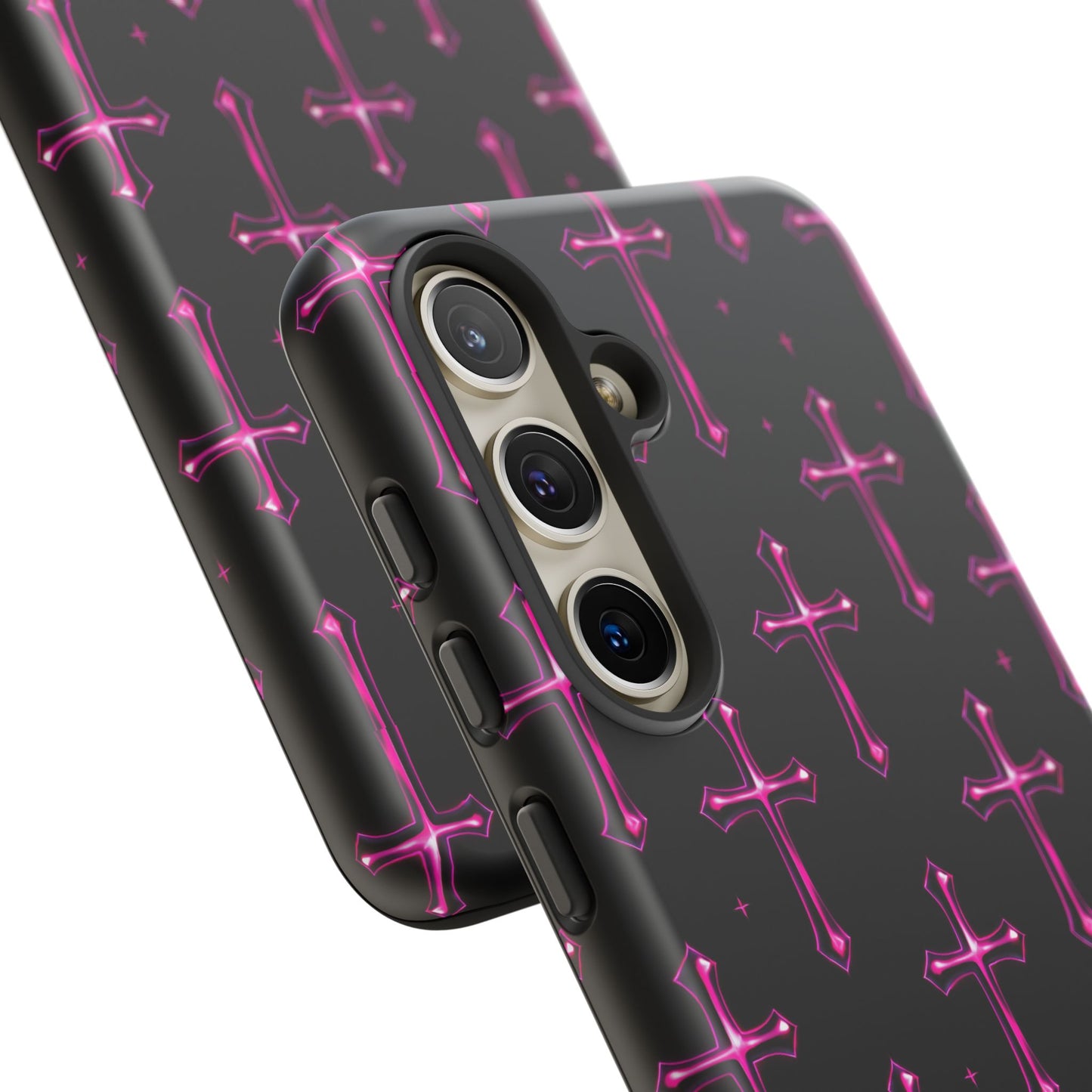 Neon Pink Cross Pattern Phone Case | Tough Protective Case for Iphone, Samsung Galaxy and Pixel