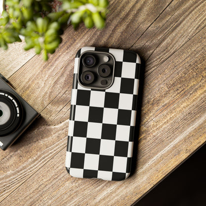 Black & White Checkerboard Phone Case – Classic Aesthetic Tough Protective Case for Iphone, Samsung Galaxy and Pixel