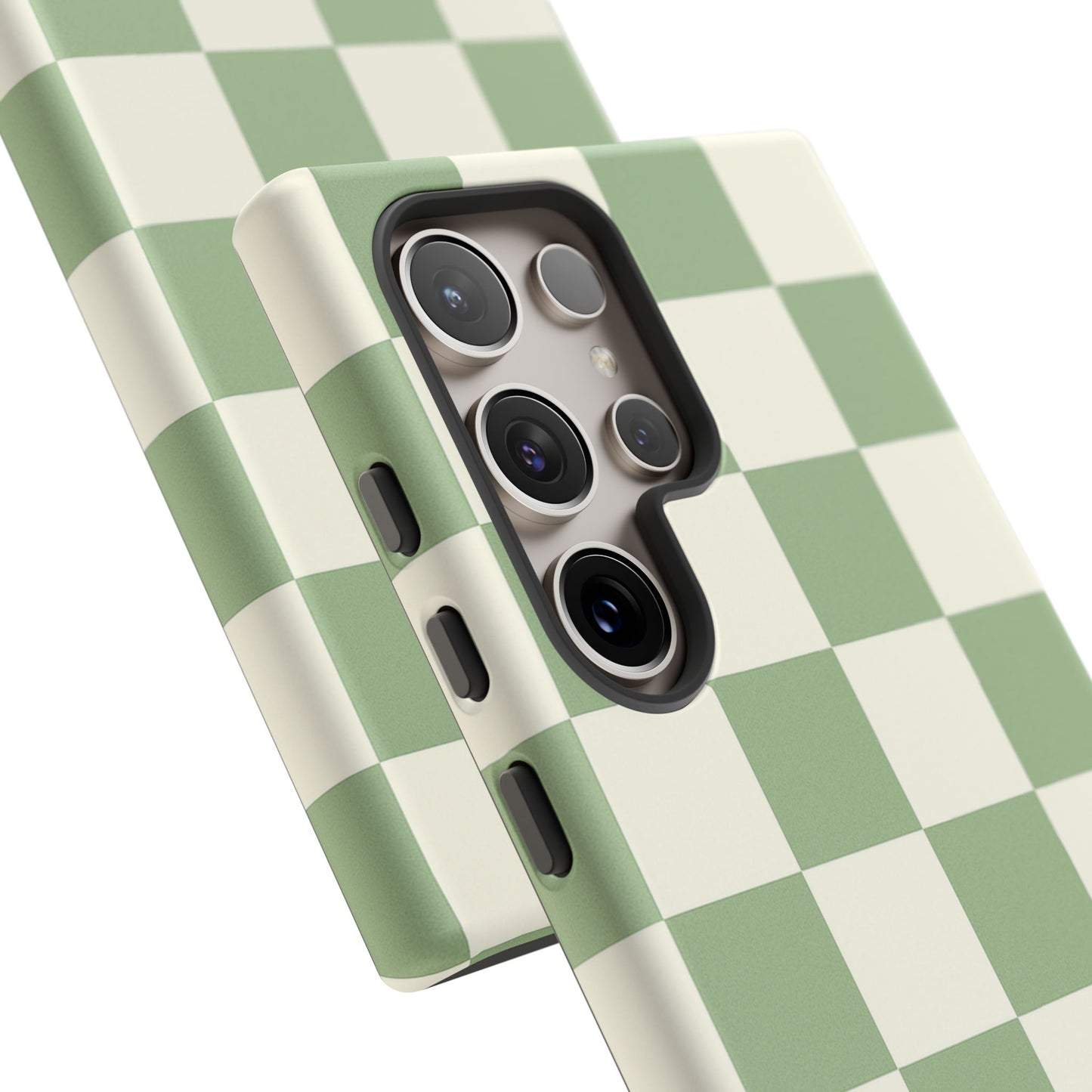 Sage Green Checkerboard Phone Case | Minimal Aesthetic Checkered iPhone & Samsung Tough Case