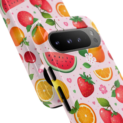 Fruit Phone Case – Tough Shockproof, Strawberry Cherry Citrus Summer Design for Iphone, Samsung Galaxy and Pixel