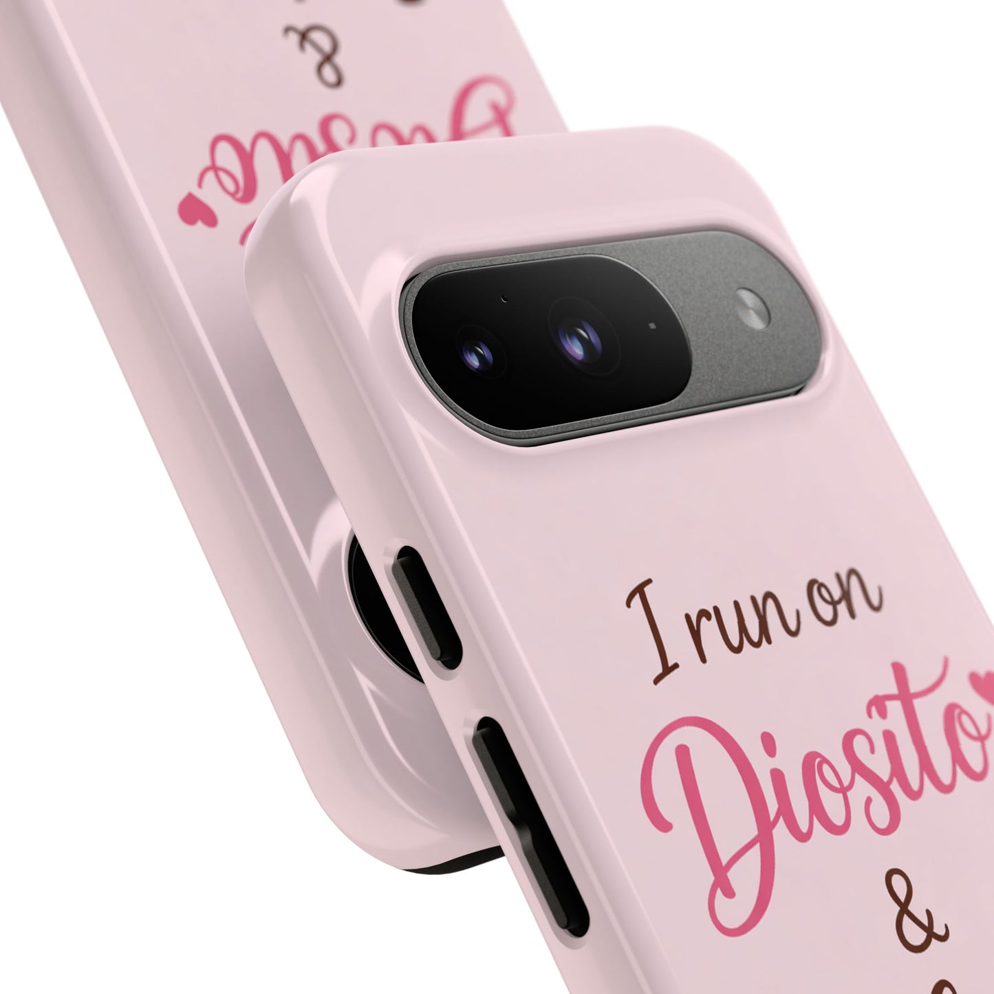 I Run on Diosito y Cafecito Phone Case, Pink Aesthetic Latina Faith Coffee Case, Girly Protective iPhone Samsung Cover