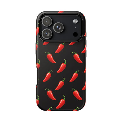 Spicy Chili Pepper Phone Case – Black Cute Hot Pepper Tough Cover for Iphone, Samsung Galaxy and Pixel