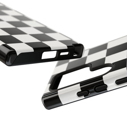 Black & White Checkerboard Phone Case – Classic Aesthetic Tough Protective Case