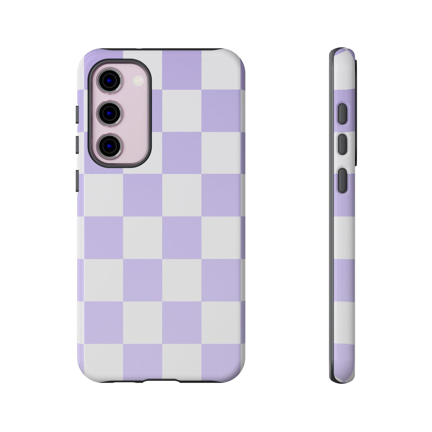 Lavender Checkerboard Phone Case | Pastel Aesthetic Checkered iPhone & Samsung Tough Case