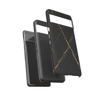 Black Marble Phone Case with Gold Veins – Luxury Minimal Aesthetic Tough Case