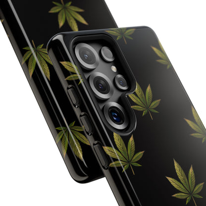Cannabis Leaf Phone Case Green Weed Leaf Pattern Tough Protective Cover