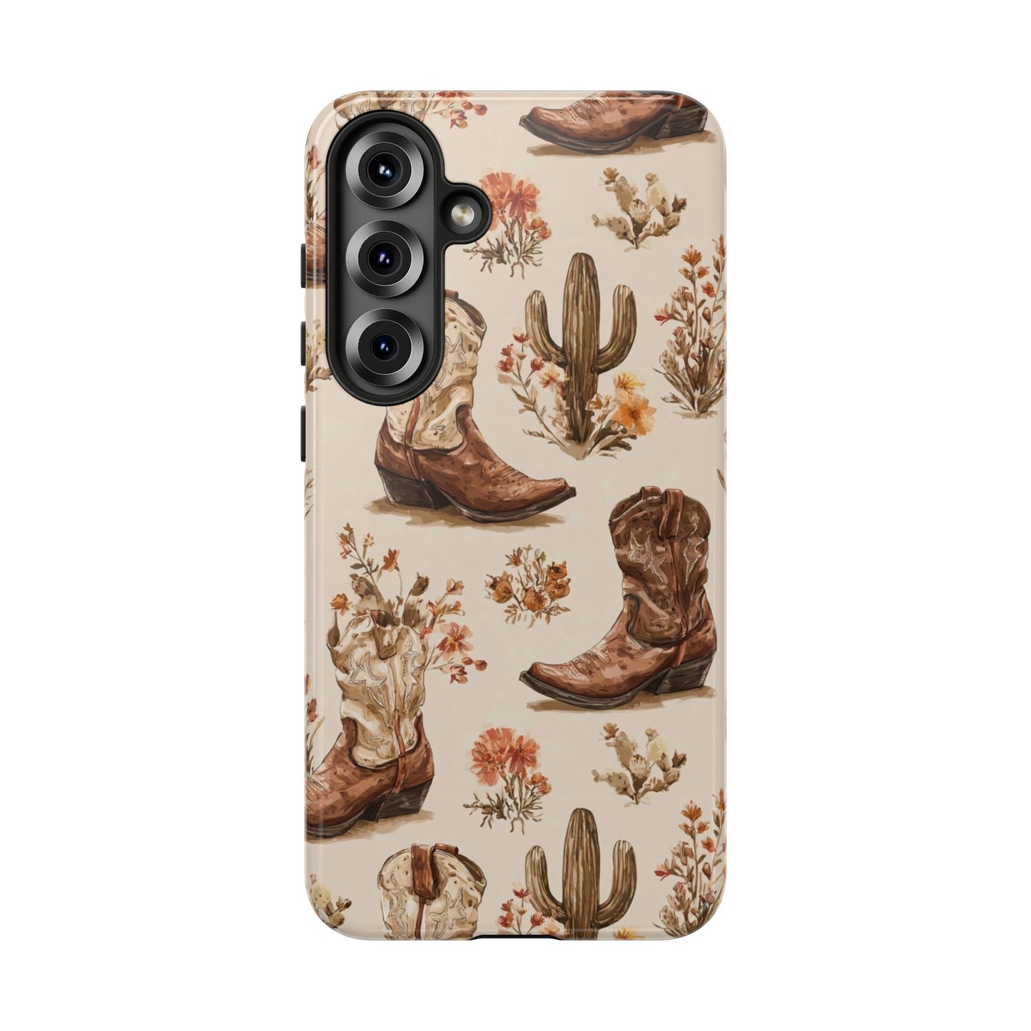 Cowboy Boots Western Phone Case Rustic Cowgirl Cactus Floral iPhone Samsung Pixel