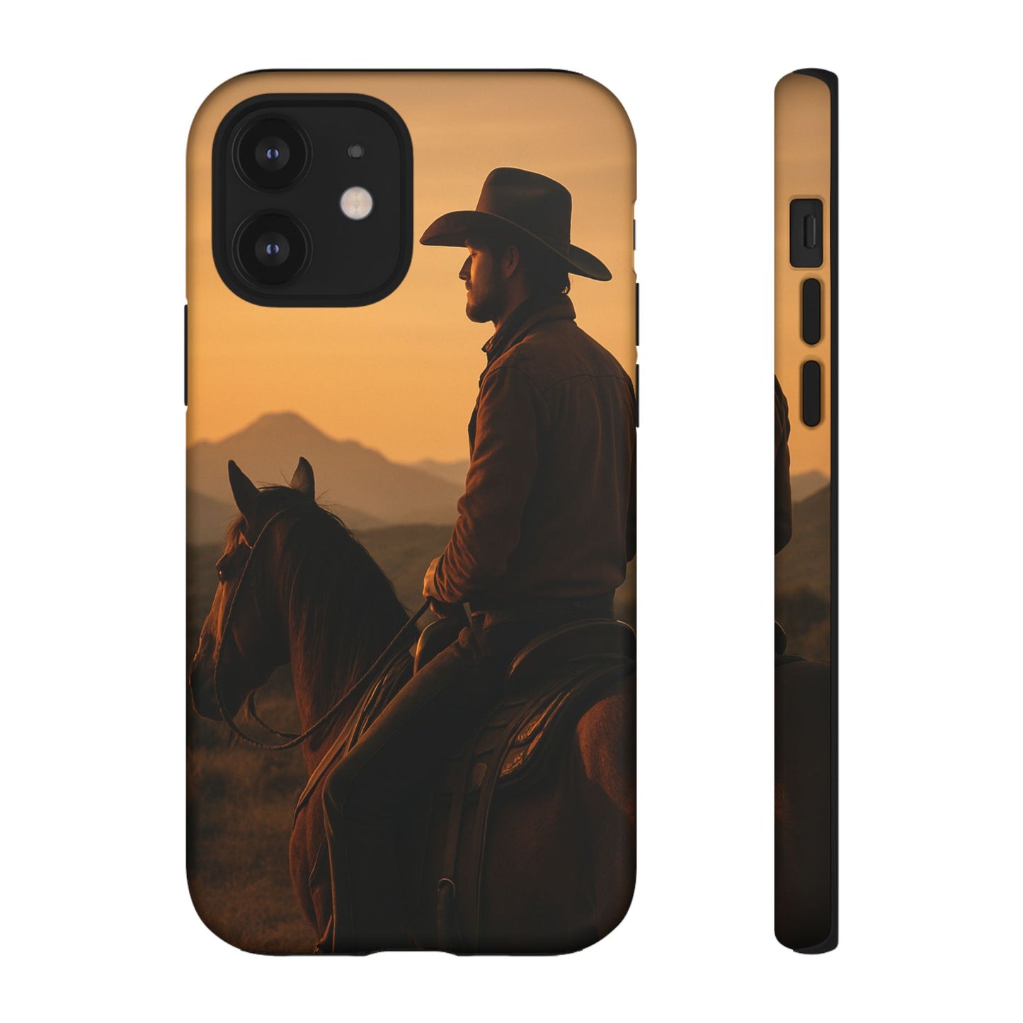 Western Cowboy Sunset Phone Case | Horse Rider Desert Aesthetic Tough Protective Case